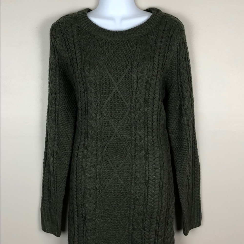 *WORN ONCE* Merona Green Cable Knit Sweater Dress
